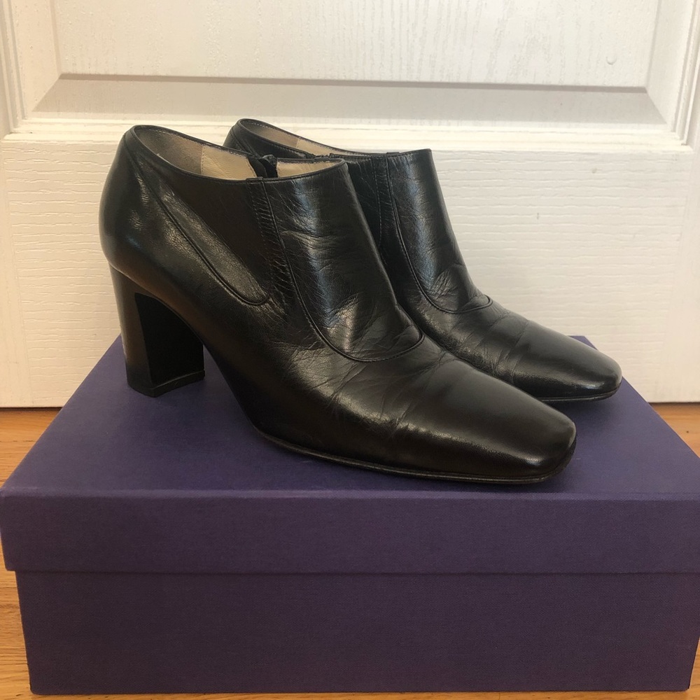 Bally’s black leather booties, Size 37.